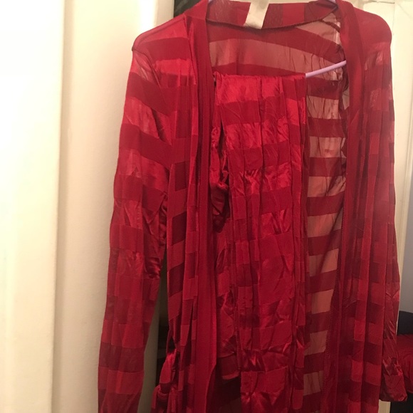 Two Piece Duster Legging Stripped Mesh Set - Picture 5 of 6